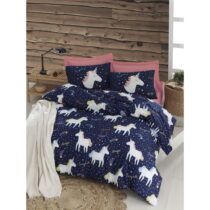 Obliečky s plachtou na dvojlôžko Eponj Home Magic Unicorn Dark Blue, 200 x 220 cm (Obliečky)