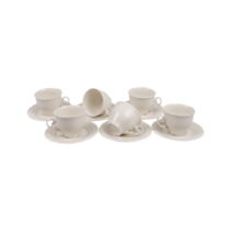 Súprava 6 porcelánových šálok s tanierikom Kutahya Elegance, 150 ml (Šálky)
