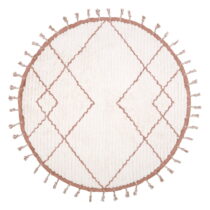 Bielo-hnedý bavlnený ručne vyrobený koberec Nattiot Come, ø 120 cm (Detské koberce)