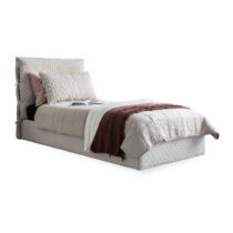 Béžová čalúnená jednolôžková posteľ s úložným priestorom s roštom 90x200 cm Sleepy Luna – Miuform (J...