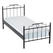 Čierna kovová jednolôžková posteľ s roštom 90x200 cm Hatkus – Kalune Design (Jednolôžkové postele)