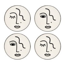 Súprava 4 porcelánových táciek Sass & Belle Abstract Face (Podtácky)