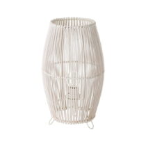 Biela bambusová stolová lampa s bambusovým tienidlom (výška  29 cm) – Casa Selección (Stolové lampy)
