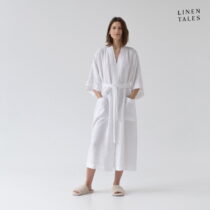 Biely ľanový župan veľkosť L/XL Summer - Linen Tales (Župany)