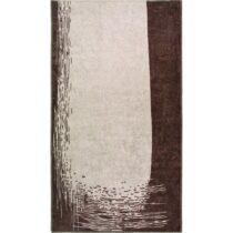 Tmavohnedo-krémový prateľný koberec behúň 200x80 cm - Vitaus (Koberce)