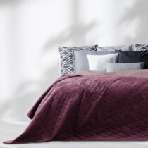 Tmavoružový zamatový prešívaný pléd 170x210 cm Laila – AmeliaHome (Prikrývky na posteľ)