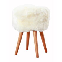 Stolička s bielym sedadlom z ovčej kožušiny Native Natural, ⌀ 30 cm (Šamlíky a stoličky)