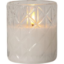 Biela LED vosková sviečka v skle Star Trading Flamme Romb, výška 10 cm (LED sviečky)