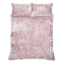 Ružové zamatové obliečky na dvojlôžko 200x200 cm Crushed - Catherine Lansfield (Obliečky)