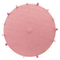 Ružový okrúhly koberec ø 90 cm Pompomparty – douceur d'intérieur (Koberce)