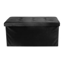 Čierny zamatový taburet – Compactor (Taburety a pufy)