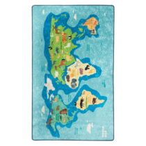 Modrý detský protišmykový koberec Chilam Map, 200 x 290 cm (Detské koberce)