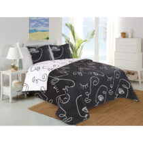 Bielo-čierna prikrývka na dvojlôžko 220x240 cm Face - My House (Prikrývky na posteľ)