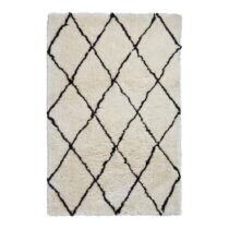 Béžovo-čierny ručne tuftovaný koberec Think Rugs Morocco Ivory & Black, 150 × 230 cm (Koberce)