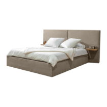 Béžová čalúnená dvojlôžková posteľ s úložným priestorom s roštom 160x200 cm Blandine – Bobochic Pari...