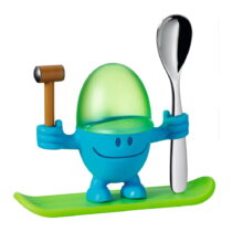 Zeleno-modrý stojan na vajíčko s lyžičkou WMF Cromargan® Mc Egg (Stojany na vajíčka)