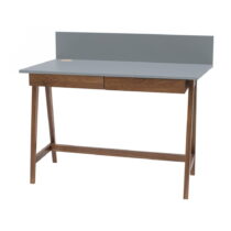 Sivý písací stôl s podnožím z jaseňového dreva Ragaba Luka Oak, dĺžka 110 cm (Pracovné a písacie sto...
