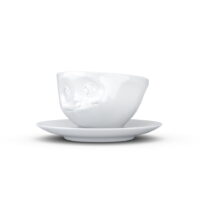 Biela maškrtná porcelánová šálka s tanierikom 58products (Šálky)