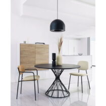 Čierny okrúhly jedálenský stôl so sklenenou doskou ø 120 cm Niut – Kave Home (Jedálenské stoly)