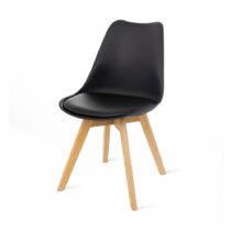 Súprava 2 čiernych stoličiek s bukovými nohami Bonami Essentials Retro (Jedálenské stoličky)