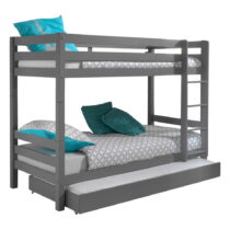Sivá poschodová detská posteľ z borovicového dreva s úložným priestorom PINO – Vipack (Detské postel...