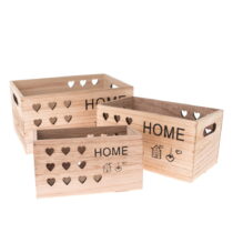 Dekoratívne drevené úložné boxy v súprave 3 ks - Dakls (Úložné boxy)