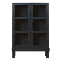 Čierna vitrína z borovicového dreva 107x160 cm Bonk – Basiclabel (Vitríny)