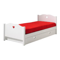 Biela detská posteľ z borovicového dreva s výsuvným lôžkom s úložným priestorom 90x200 cm AMORI – Vi...