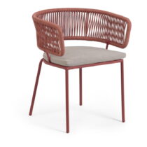 Záhradná stolička s oceľovou konštrukciou a hnedým výpletom Kave Home Nadin (Záhradné stoličky)