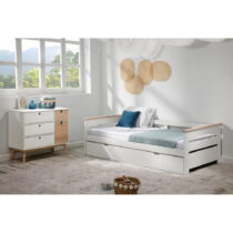 Biela detská posteľ z borovicového dreva s výsuvným lôžkom 90x190 cm Elisa - Marckeric (Detské poste...