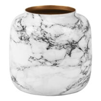 Bielo-čierna železná váza PT LIVING Marble, výška 19,5 cm (Vázy)