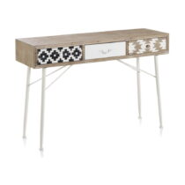 Konzolový stôl s čiernobielymi detailmi a troma zásuvkami Geese Rustico Geometric (Konzolové stolíky...