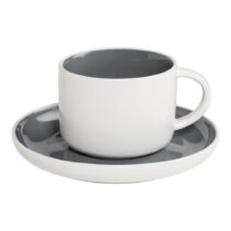 Sivo-biely porcelánový hrnček s tanierikom Maxwell&Williams Tint, 240ml (Šálky)