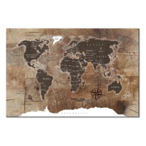 Nástenka s mapou sveta Bimago Wooden Mosaic 120 × 80 cm (Nástenky a tabule)