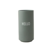 Zelená porcelánová váza Design Letters Hello, výška 11 cm (Vázy)