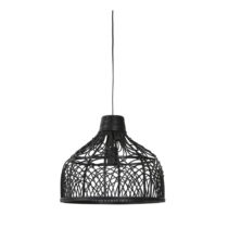Čierne stropné svietidlo s ratanovým tienidlom ø 42 cm Pocita - Light & Living (Lustre)