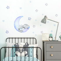 Modré detské samolepky na stenu Ambiance Magic Cat (Detské samolepky)