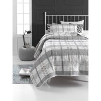 Sivá prikrývka cez posteľ s obliečkou na vankúš z ranforce bavlny Mijolnir MyHome, 180 x 225 cm (Pri...