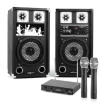 PA Karaoke Set 2 x PA-reproduktor, 2 x bezdrôtový mikrofón Electronic-Star