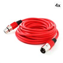 XLR kábel, červený, 6 m, samec-samica, 4 kusy Electronic-Star