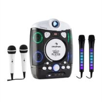 Set: karaoke systém Kara Projectura, čierny + dva mikrofóny Kara Dazzl, LED podsvietenie Auna