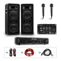 PW-65x22 MKII PA karaoke sada + zosilňovač + 2 pasívne PA reproduktory + mixér + 2 mikrofóny Auna Pr...