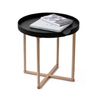 Čierny odkladací stolík z dubového dreva s odnímateľnou doskou Wireworks Damieh, 45 × 45 cm (Odklada...