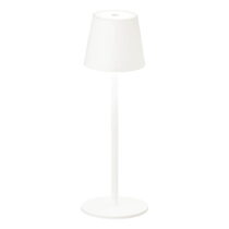 Biela LED stmievateľná stolová lampa so senzorom pohybu a s kovovým tienidlom (výška 38 cm) Tropea –...