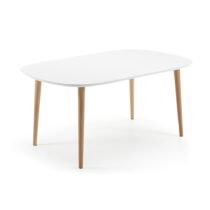 Biely rozkladací jedálenský stôl s bielou doskou 100x160 cm Oqui – Kave Home (Jedálenské stoly)