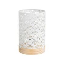 Biela stolová lampa s kovovým tienidlom (výška 20 cm) – Casa Selección (Stolové lampy)