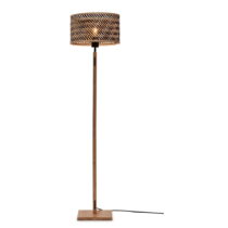 Stojacia lampa s bambusovým tienidlom v čierno-prírodnej farbe (výška 128 cm) Java – Good&amp;Mo...