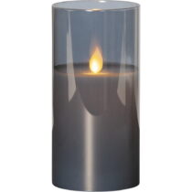 Sivá LED vosková sviečka v skle Star Trading M-Twinkle, výška 15 cm (LED sviečky)