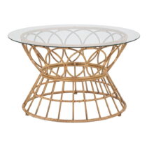 Okrúhly konferenčný stolík so sklenenou doskou v prírodnej farbe ø 75 cm Panama - Mauro Ferretti (Ko...
