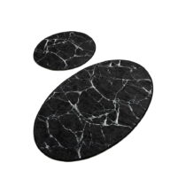 Súprava 2 čiernych oválnych kúpeľňových predložiek Foutastic Marble (Predložky)
